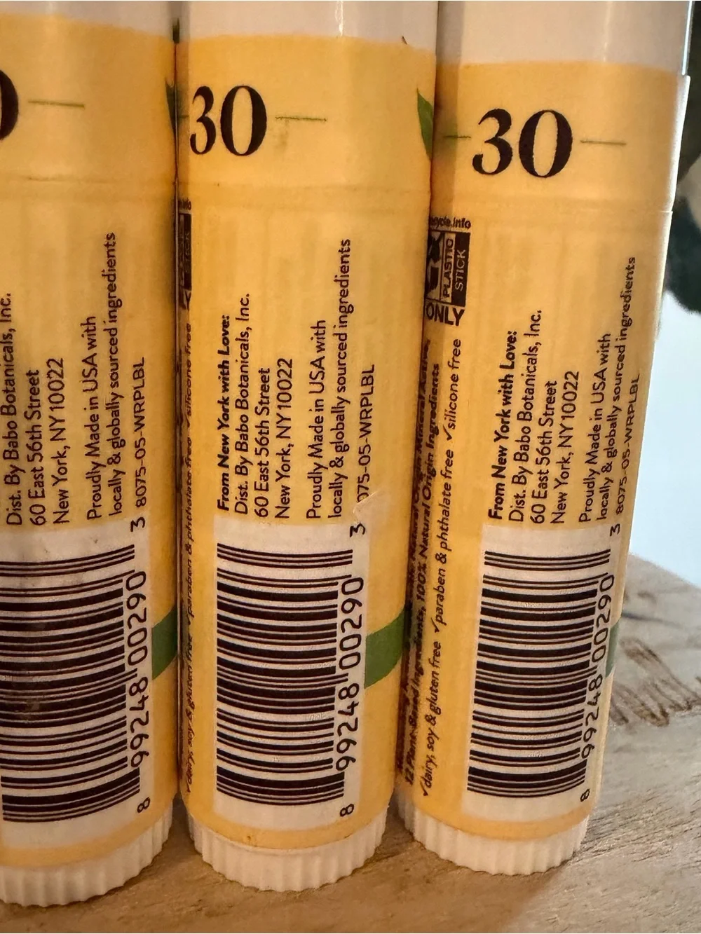 3x Babo Botanical Sheer Zinc Sensitive skin Mineral Sunscreen Stick SPF30 Vegan